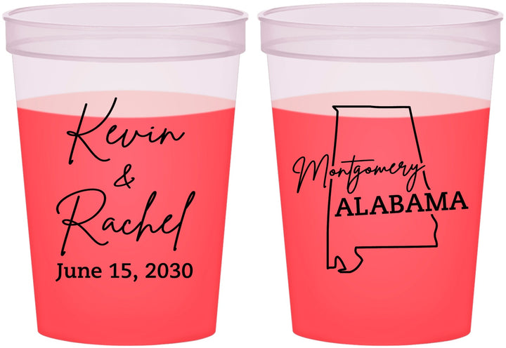 Custom Wedding 16 oz Color Changing Cups - Alabama | 100