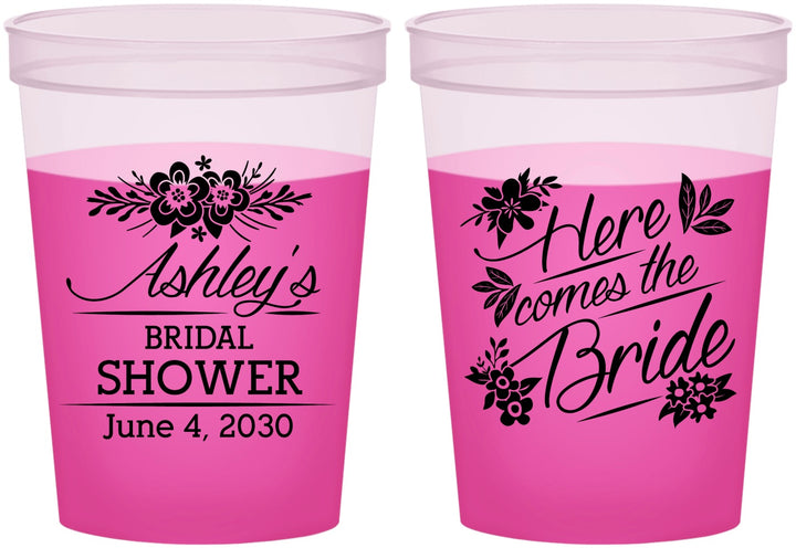 Custom Bridal Shower 16 oz Color Changing Cups - Here Comes The Bride | 100000