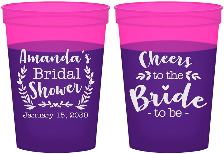 Custom Bridal Shower 16 oz Color Changing Cups - Cheers To The Bride | 100014