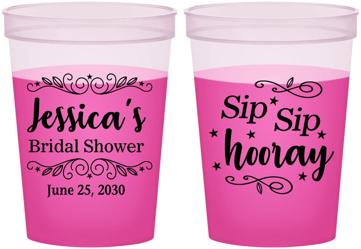 Custom Bridal Shower 16 oz Color Changing Cups - Sip Sip Hooray | 100016