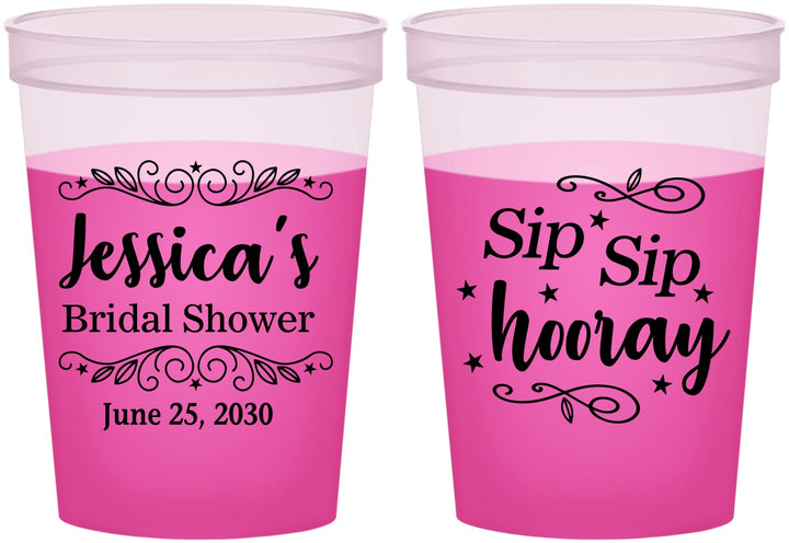 Custom Bridal Shower 16 oz Color Changing Cups - Sip Sip Hooray | 100016