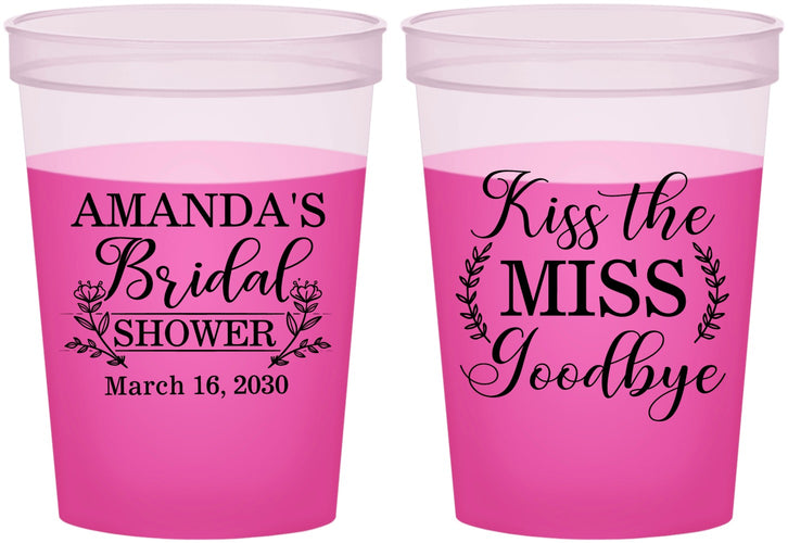 Custom Bridal Shower 16 oz Color Changing Cups - Kiss The Miss Goodbye | 100017