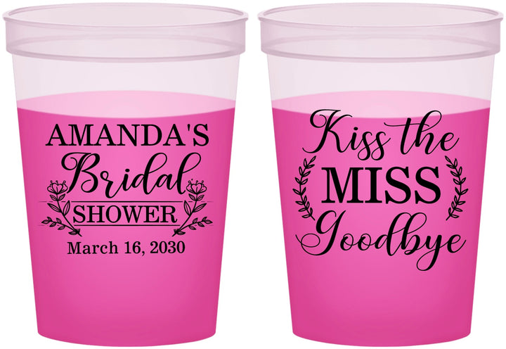 Custom Bridal Shower 16 oz Color Changing Cups - Kiss The Miss Goodbye | 100017