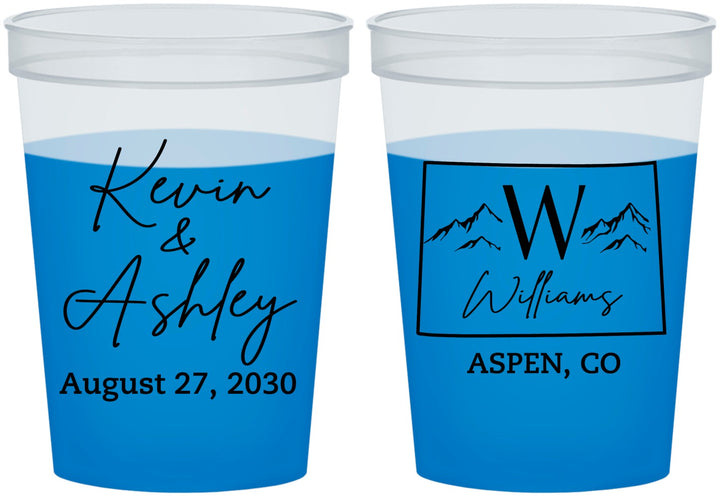 Custom Wedding 16 oz Color Changing Cups - Colorado | 105