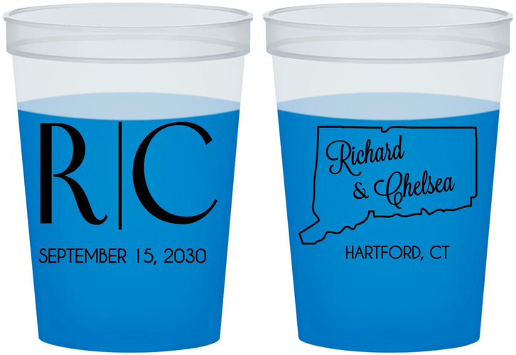 Custom Wedding 16 oz Color Changing Cups - Connecticut | 106