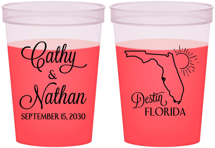 Custom Wedding 16 oz Color Changing Cups - Florida | 108
