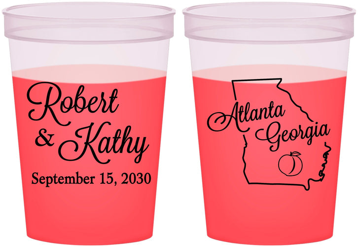 Custom Wedding 16 oz Color Changing Cups - Georgia | 109