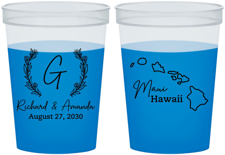 Custom Wedding 16 oz Color Changing Cups - Hawaii | 110