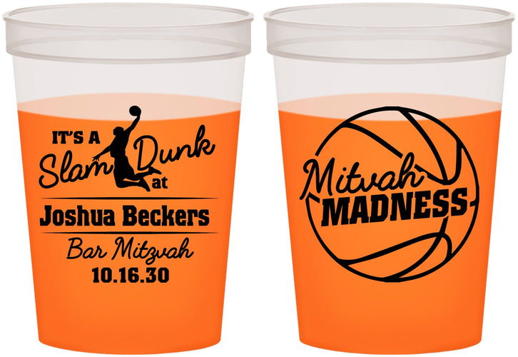 Custom Bar Mitzvah 16 oz Color Changing Cups - 13th Birthday Basketball | 110000