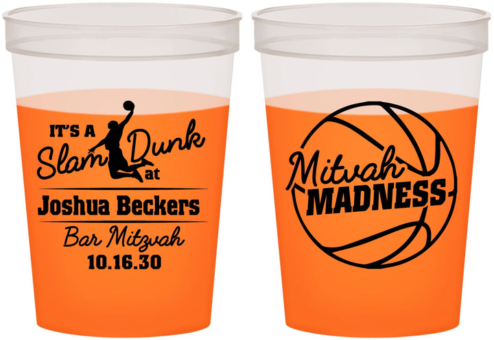 Custom Bar Mitzvah 16 oz Color Changing Cups - 13th Birthday Basketball | 110000