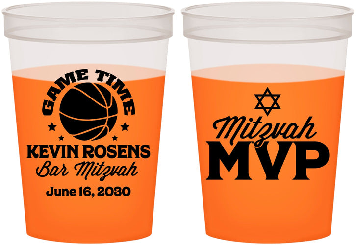 Custom Bar Mitzvah 16 oz Color Changing Cups - 13th Birthday Basketball | 110001