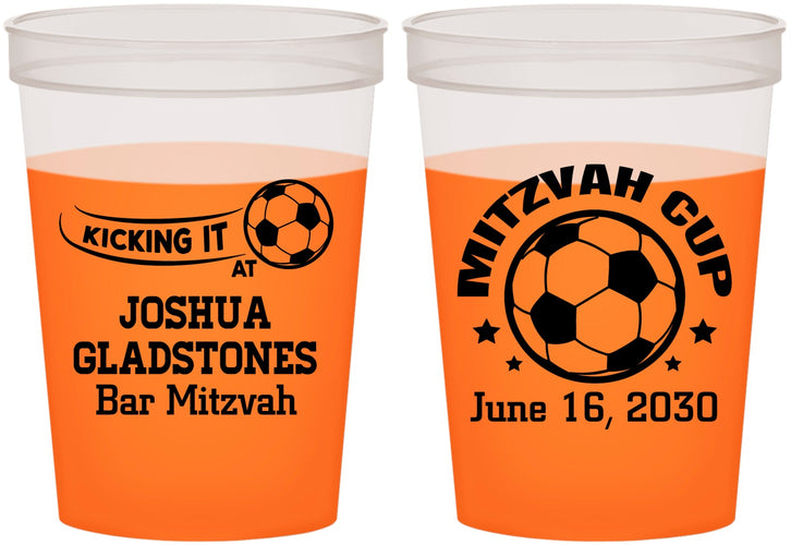 Custom Bar Mitzvah 16 oz Color Changing Cups - 13th Birthday Soccer | 110008
