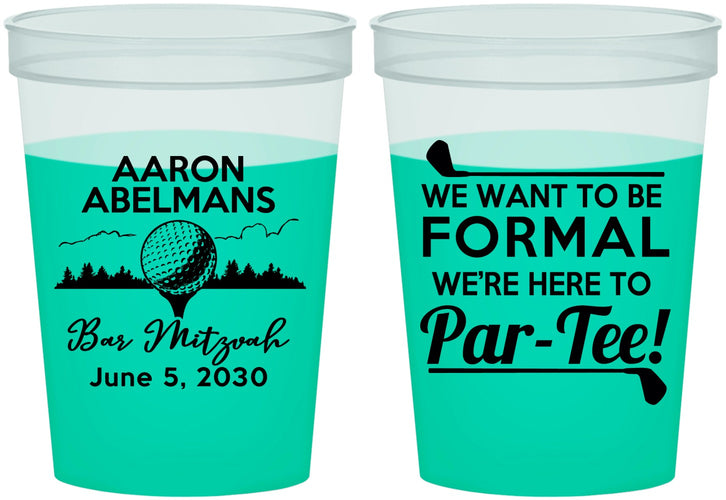 Custom Bar Mitzvah 16 oz Color Changing Cups - 13th Birthday Golf | 110010