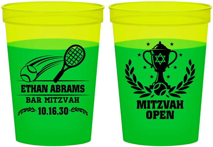 Custom Bar Mitzvah 16 oz Color Changing Cups - 13th Birthday Tennis | 110011