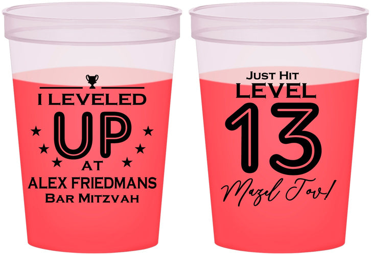 Custom Bar Mitzvah 16 oz Color Changing Cups - 13th Birthday Video Game | 110014