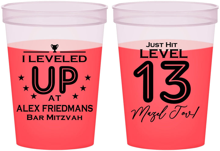 Custom Bar Mitzvah 16 oz Color Changing Cups - 13th Birthday Video Game | 110014