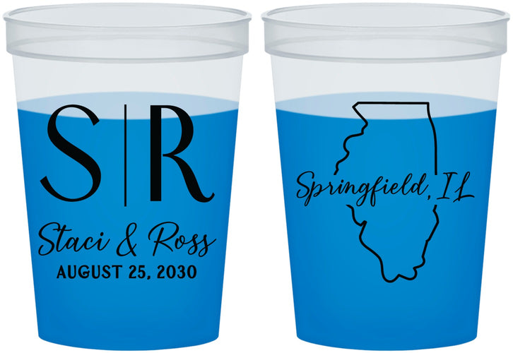 Custom Wedding 16 oz Color Changing Cups - Illinois | 112