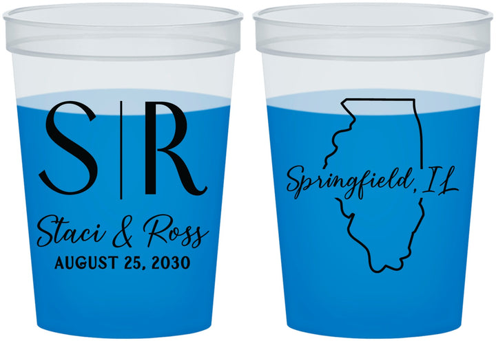Custom Wedding 16 oz Color Changing Cups - Illinois | 112
