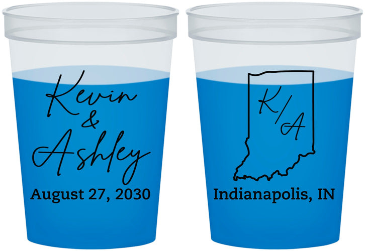 Custom Wedding 16 oz Color Changing Cups - Indiana | 113