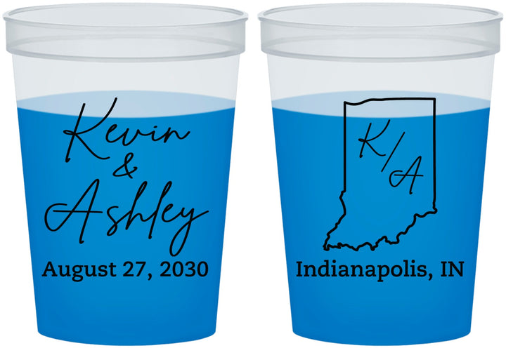 Custom Wedding 16 oz Color Changing Cups - Indiana | 113