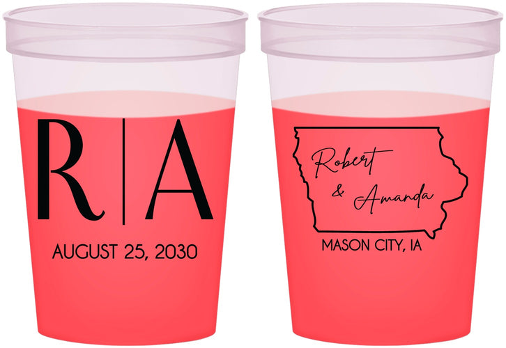Custom Wedding 16 oz Color Changing Cups - Iowa | 114