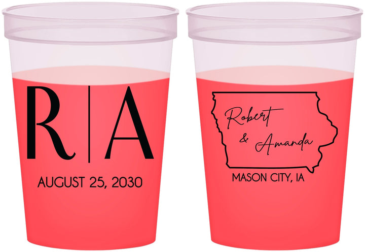 Custom Wedding 16 oz Color Changing Cups - Iowa | 114