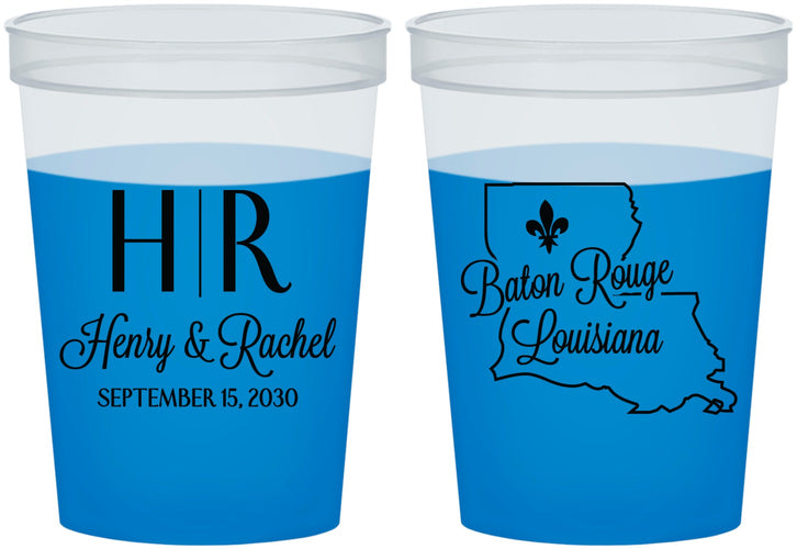 Custom Wedding 16 oz Color Changing Cups - Louisiana | 117
