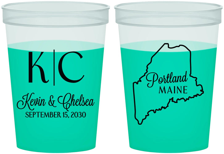 Custom Wedding 16 oz Color Changing Cups - Maine | 118