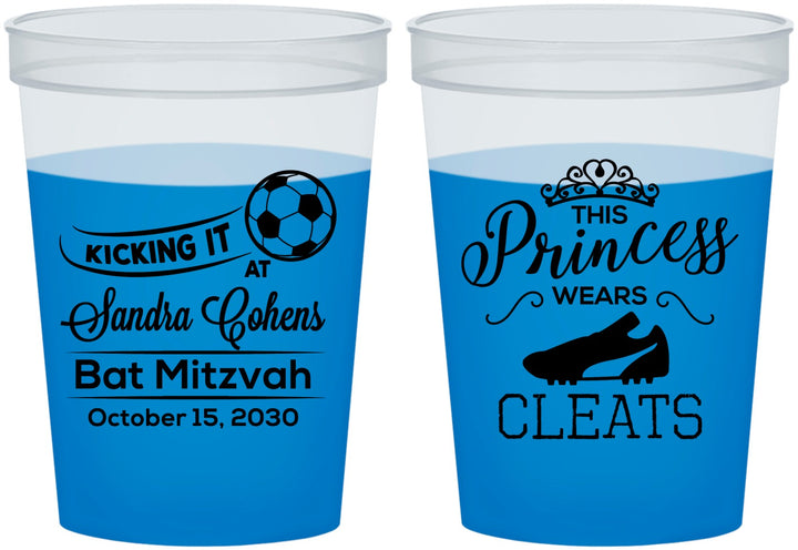 Custom Bat Mitzvah 16 oz Color Changing Cups - 12th Birthday Soccer | 120014