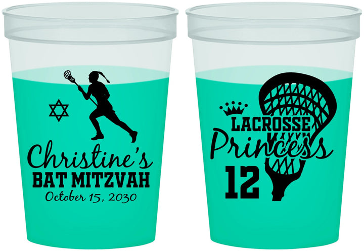 Custom Bat Mitzvah 16 oz Color Changing Cups - 12th Birthday Lacrosse | 120017