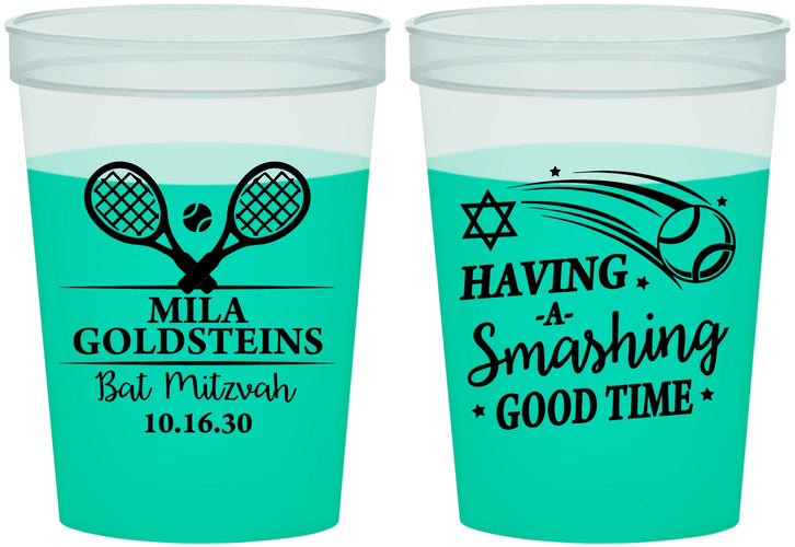 Custom Bat Mitzvah 16 oz Color Changing Cups - 12th Birthday Tennis | 120018