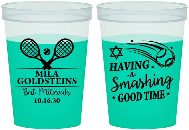 Custom Bat Mitzvah 16 oz Color Changing Cups - 12th Birthday Tennis | 120018