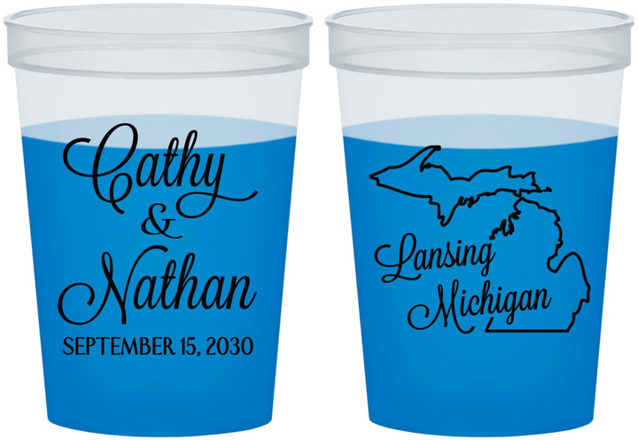 Custom Wedding 16 oz Color Changing Cups - Michigan | 121