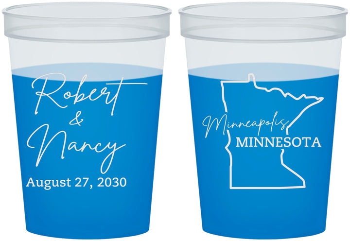 Custom Wedding 16 oz Color Changing Cups - Minnesota | 122