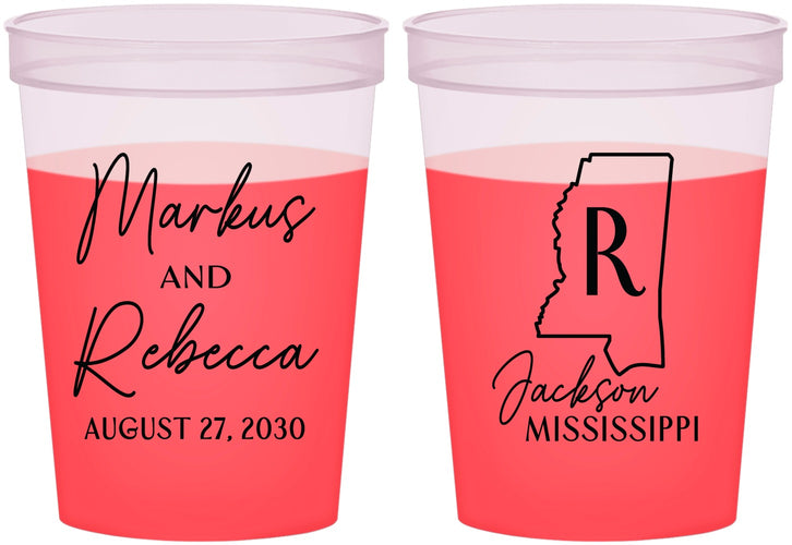 Custom Wedding 16 oz Color Changing Cups - Mississippi | 123