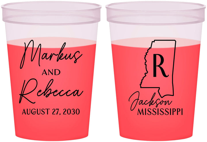 Custom Wedding 16 oz Color Changing Cups - Mississippi | 123
