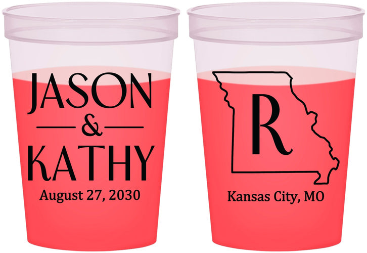 Custom Wedding 16 oz Color Changing Cups - Missouri | 124