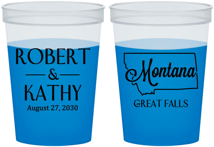 Custom Wedding 16 oz Color Changing Cups - Montana | 125