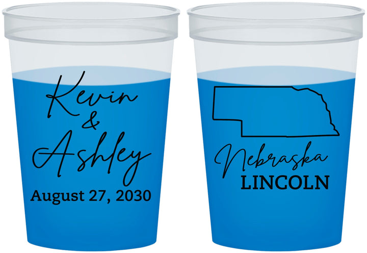 Custom Wedding 16 oz Color Changing Cups - Nebraska | 126
