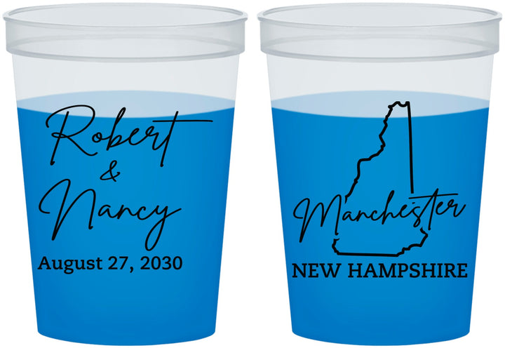 Custom Wedding 16 oz Color Changing Cups - New Hampshire | 128