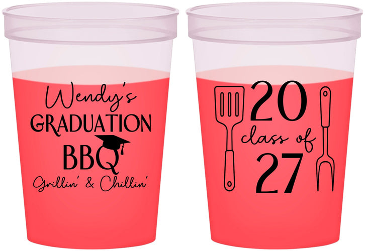 Custom Graduation 16 oz Color Changing Cups - Class Of 2027 Bbq | 130008