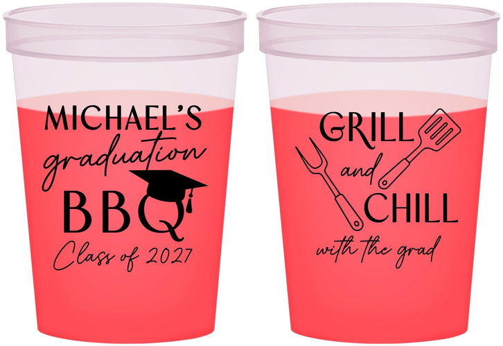 Custom Graduation 16 oz Color Changing Cups - Class Of 2027 Bbq | 130009
