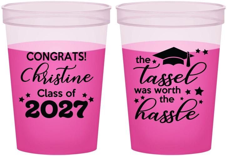 Custom Graduation 16 oz Color Changing Cups - Class Of 2027 Tassel Hassel | 130013