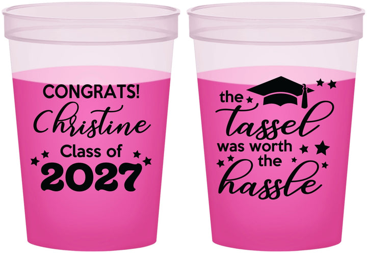 Custom Graduation 16 oz Color Changing Cups - Class Of 2027 Tassel Hassel | 130013