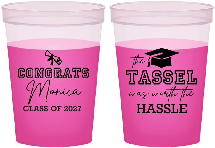 Custom Graduation 16 oz Color Changing Cups - Class Of 2027 Tassel Hassel | 130014