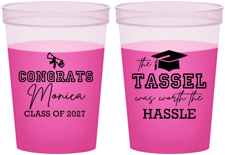Custom Graduation 16 oz Color Changing Cups - Class Of 2027 Tassel Hassel | 130014
