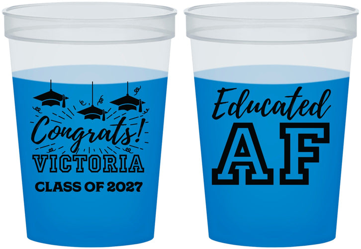 Custom Graduation 16 oz Color Changing Cups - Class Of 2027 Educated Af | 130017