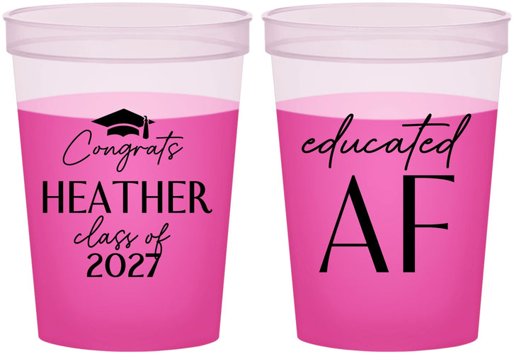 Custom Graduation 16 oz Color Changing Cups - Class Of 2027 Educated Af | 130019