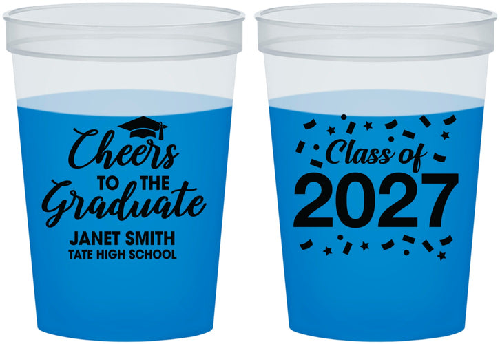 Custom Graduation 16 oz Color Changing Cups - Class Of 2027 Cheers Graduate | 130021