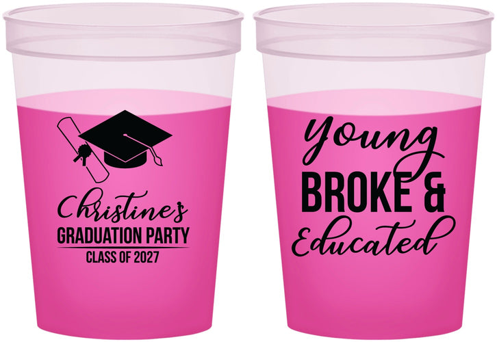 Custom Graduation 16 oz Color Changing Cups - Class Of 2027 Young Broke | 130026